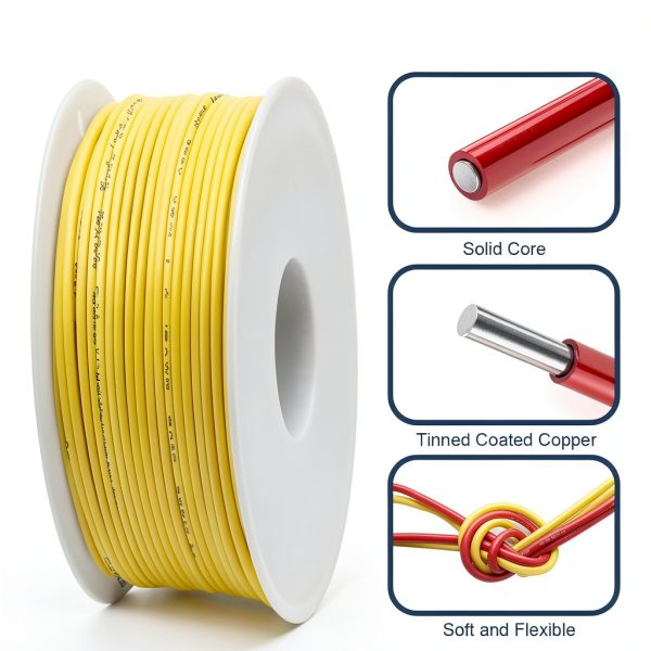 22 Gauge PVC Electrical Wire 300V 22 AWG UL1007 Solid Core Tinned Coated Copper Wires 3 Color (Black, Red, Yellow) 7m Each Cable Hook Up Wire Kit for 3D Printer, Model Car-3