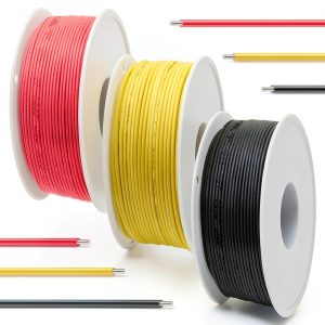 22 Gauge PVC Electrical Wire 300V 22 AWG UL1007 Solid Core Tinned Coated Copper Wires 3 Color (Black, Red, Yellow) 7m Each Cable Hook Up Wire Kit for 3D Printer, Model Car-0